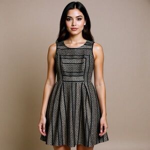 Monteau Sleeveless Dress Black Lace Size Medium Fit & Flare Summer Flirty